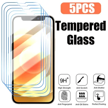 Защитное стекло 5ШТ для iPhone 13 12 Pro Max 11 15 14 Plus Защитная пленка для экрана для iPhone XR XS Max 7 8Plus Glass