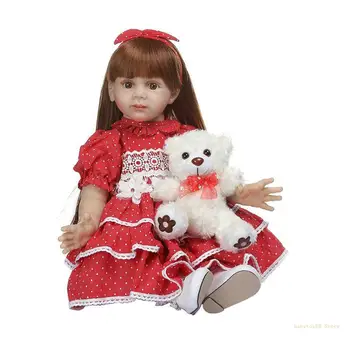 Y4UD 24 дюйма Реалистичный для куклы из мягкого силиконового винила новорожденных девочек-медвежат