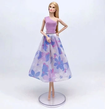 Фиолетовая кукольная одежда 1/6 для Барби, платье для Барби, комплект одежды, рубашка и юбка, Вечерние платья, платье 11,5 