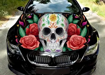 Виниловые наклейки Eminence Dark Echoes Skull На капот автомобиля, виниловая пленка, наклейки на крышку двигателя, наклейка на автомобиль, Автоаксессуары