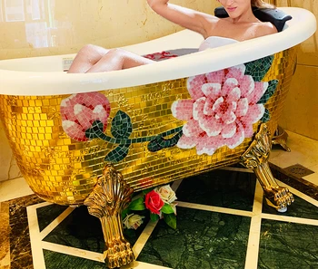 Независимая императорская наложница в европейском стиле золотая ванна Маленькая жемчужная акриловая бытовая ванна для взрослых