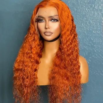 Имбирно-оранжевые парики 26 дюймов 180% плотности, предварительно выщипанный мягкий длинный кружевной парик спереди для чернокожих женщин с детскими волосами, термостойкий