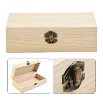 Деревянный ящик для хранения Ручная полировка Металлическая пряжка Прямоугольная в стиле ретро 1 шт. Защита окружающей среды Совершенно новый