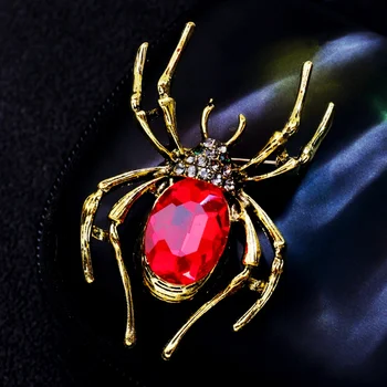 Новая креативная красная брошь в виде паука, Женский элегантный корсаж, необычный дизайн, Легкие роскошные аксессуары с объемным животным.