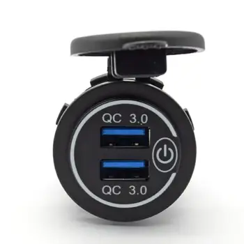 Автомобильное Зарядное Устройство QC3.0 С Двойным USB-Разъемом Прикуривателя Водонепроницаемый С Переключателем Вольтметра Адаптер Быстрой Зарядки 12/24 В Автомобильные Аксессуары