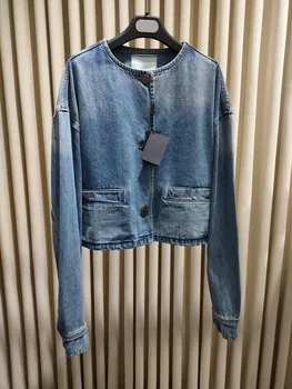 2023 Летняя и осенняя новая джинсовая женская куртка в винтажном стиле с высокой талией, свободное повседневное универсальное верхнее пальто с длинным рукавом