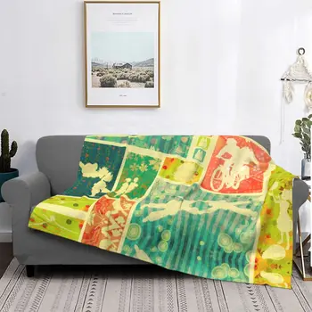 Одеяло с рисунком Тоторо из флиса и бархата в стиле ретро, Многофункциональные легкие ультрамягкие одеяла для постельных принадлежностей, Плюшевое тонкое одеяло
