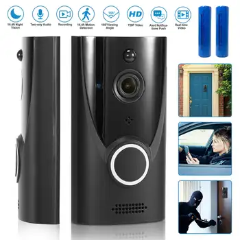 Wi-Fi Видеодомофон Домашняя камера безопасности Дверной звонок с батареей PIR Обнаружение движения Wifi Камера ночного видения для домашней квартиры