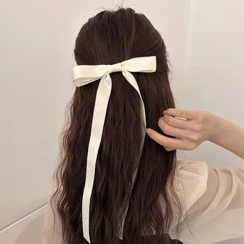 Фея в корейском стиле, Сладкие Черно-белые Заколки с бантиками, Двухслойная пружинящая заколка на голову, заколка сбоку, Аксессуары для волос