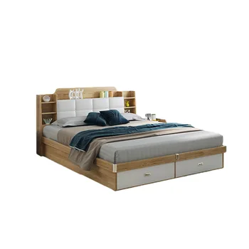 Современная минималистичная мебель-кровать для маленькой квартиры 1,5 / 1,8 метра двуспальная кровать с мягкой спинкой