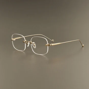 Очки без оправы из квадратного сплава, мужские модные дизайнерские оптические очки высшего качества для чтения при близорукости, женские персонализированные очки