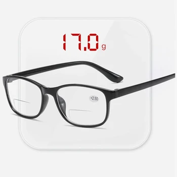 Модные унисекс Очки для дальнозоркости с двойным освещением в индивидуальной черной оправе, винтажные и легкие очки для чтения, мужские очки для чтения