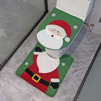 Большие коврики для пола в ванной комнате Рождественский чехол для унитаза Рождественский Снеговик Санта Чехол для унитаза Коврики для ванной комнаты Нескользящий набор