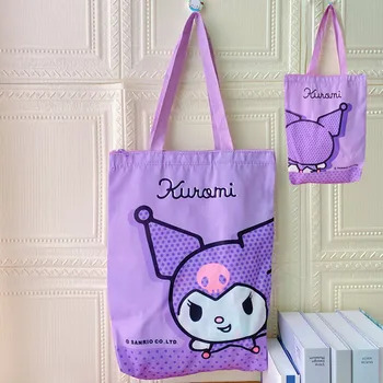 Сумка Sanrio Hello kitty для девочек, сумка kuromi, милая сумка для хранения покупок, сумка для защиты окружающей среды, многоразовая сумка
