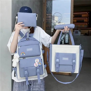Милый Значок Женский рюкзак Harajuku Модная школьная сумка для студенток Большой емкости Легкий дорожный рюкзак