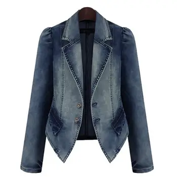 Женская тонкая короткая джинсовая куртка с длинными рукавами, джинсовое пальто в стиле хип-хоп, ретро ковбойская куртка, весна-осень, женская уличная одежда