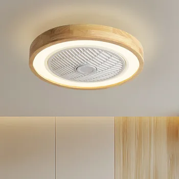 Скандинавский деревянный потолочный вентилятор с дистанционным управлением Круглая квадратная лампа Светодиодная вентиляционная лампа для гостиной Простые потолочные вентиляторы для спальни