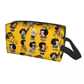 Дорожная сумка для туалетных принадлежностей с рисунком Mafalda, органайзер для косметики из мультфильма Каваи, женская коробка для хранения косметики