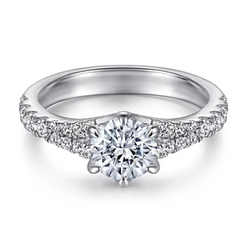 Женское кольцо с муассанитом весом 1 карат из стерлингового серебра S925 пробы, подарок для помолвки, Обручальные кольца, изысканные ювелирные изделия