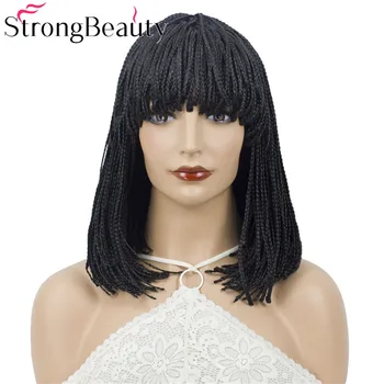 StrongBeauty Черные плетеные парики Плетение крючком волос Синтетический женский парик