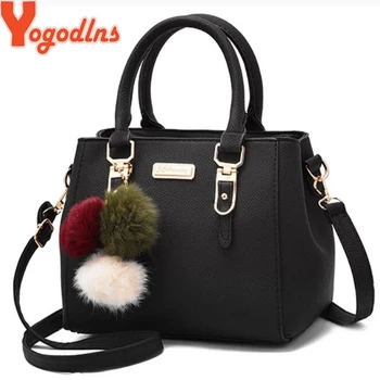Yogodlns женская сумочка с подвеской из бисера, женская сумка через плечо с тиснением, женская сумка-мессенджер, сумки с шариками для волос, высококачественная сумка