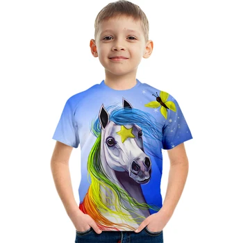 Повседневная футболка с 3D принтом с короткими рукавами в мультяшном стиле, свободная и дышащая для мальчиков