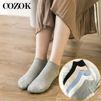 5 пар женских носков, весенне-осенние дышащие спортивные носки, однотонные Удобные хлопковые носки в новом японском стиле
