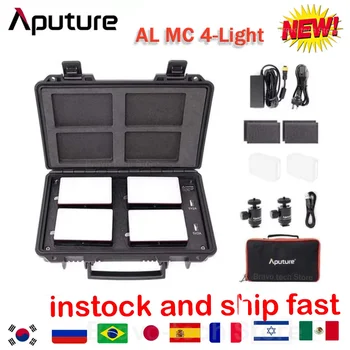 Aputure AL MC 4-Light Travel Kit Мини-Светодиодный светильник для Фотостудии RGBWW 3200 K-6500 K с Контролем Цвета HSI с Зарядным Чехлом