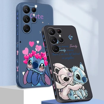 Аниме Disney Lilo & Stitch Жидкая Левая Веревка Для Samsung Galaxy S23 S22 S21 S20 FE S10 Ultra Plus Lite 5G Чехол Для Телефона