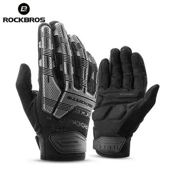 Официальные тактические перчатки ROCKBROS, велосипедные перчатки для верховой езды с сенсорным экраном, перчатки MTB, теплые мотоциклетные перчатки Зима-осень