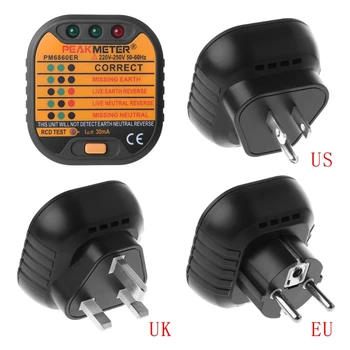 Тестер розетки T5EE для автоматической проверки полярности штепсельной вилки US/UK/UE 110/230 В Новый