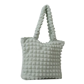 Женская стеганая сумка через плечо на молнии, сумка для подмышек, мягкие однотонные широкие ремни, простая женская мягкая сумочка