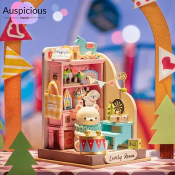 Деревянная хижина ручной работы, собранная из квадратных дюймов, Мини-домик, Мини-архитектура, Креативная модель для еды и игр, игрушка в подарок.