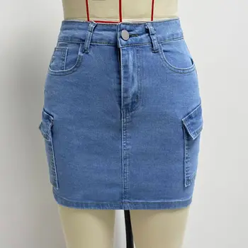 2023 Европейская и американская новая юбка-полусапожка Женская Сексуальная Пикантная Джинсовая рабочая юбка для девушки Короткая юбка