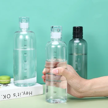 Прозрачная пластиковая бутылка для воды со шкалой времени, герметичная бутылка для напитков большой емкости, устойчивая к падениям Чашка для напитков для спортивных путешествий