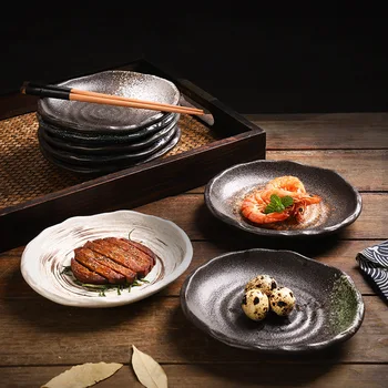 Керамическая тарелка в японском и корейском стиле, нерегулярная тарелка для суши, закусочная, домашнее маленькое блюдо, креативная ресторанная посуда