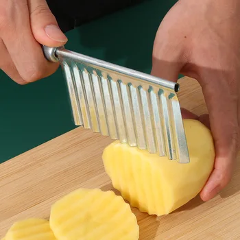 Волнистый резак для картофельных чипсов из нержавеющей стали, нож для теста, Овощерезка для фруктов, Волнистый нож для измельчения картофеля Фри, Кухонные гаджеты