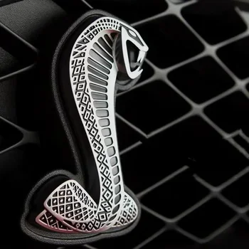 1шт Металлическая эмблема передней решетки автомобиля Mustang Snake Cobra, Боковое крыло, наклейка на задний багажник, значок решетки для Mustang Shelby GT