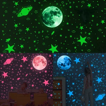 Светящаяся в темноте наклейка на стену-Звездное небо, съемные художественные наклейки на стену и потолок, декор