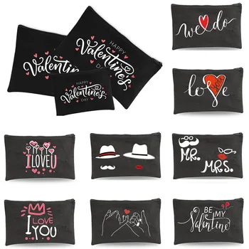 Креативные женские холщовые косметички на молнии, сумки для свадебной вечеринки, сумки для хранения подарков подруге на День Святого Валентина