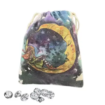 Лунная сумка, Таинственные мешочки на шнурке со Звездами, Сумка для хранения хрустальных камней, держатель для девочек, Детская сумка для карт Таро, Кристаллы, Кубики, Ведьма