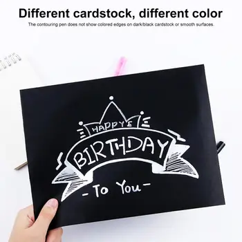 Яркие ручки с металлическим блеском, 12 двухстрочных контурных маркеров для написания поздравительных открыток своими руками ослепительных цветов