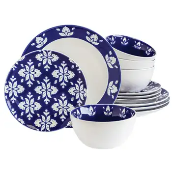 Домашний Набор Посуды из Керамогранита цвета Индиго из 12 Предметов от Софии Вергара