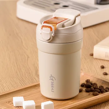 Кофейная изоляционная кружка GIANXI, термос с керамическим вкладышем и соломинкой, герметичные кофейные чашки в простом стиле, сохраняющие холод и тепло.