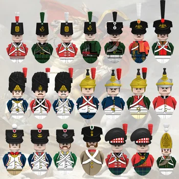 Строительные блоки солдат Наполеоновских войн, Военная французская гвардия, Драгунский Рыцарь, Британские Фигурки, Оружие, Кирпичи, Детские Игрушки