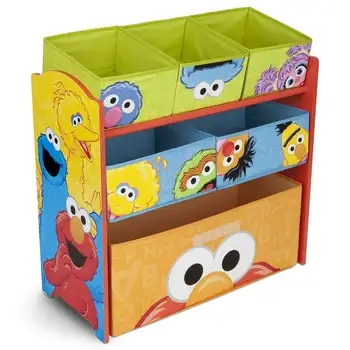Дизайн корзины и органайзера для игрушек от - Прочная конструкция из искусственного дерева, цельного дерева и ткани, многоцветная