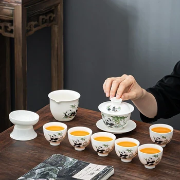 Полный набор Yingqing для гостиной, набор чаш с крышкой, бытовой чайный сервиз, набор чашек для гостиной