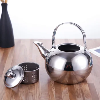 Портативный чайник для чая С ситечком, Газовая плита, чайник для кипячения, Чайник из нержавеющей стали, Чайник со свистом, Чайник большой емкости.