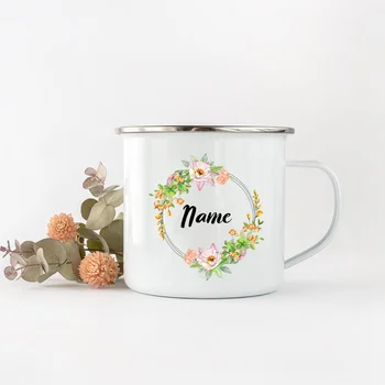 Персонализированный цветок, чашка с пользовательским названием, Кружки с чаем, кофе, горячим шоколадом, лучший оригинальный и забавный подарок для нее (него)