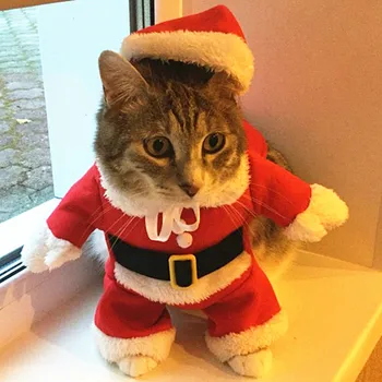 Рождественские костюмы кошек, Забавная одежда Санта-Клауса для маленьких кошек и собак, Рождественская Новогодняя одежда для домашних кошек, Зимние наряды для кошечек и котенков